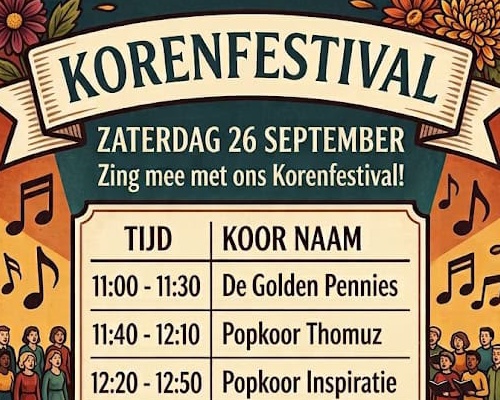 Popkoor Thomuz optreden Korenfestival 2026